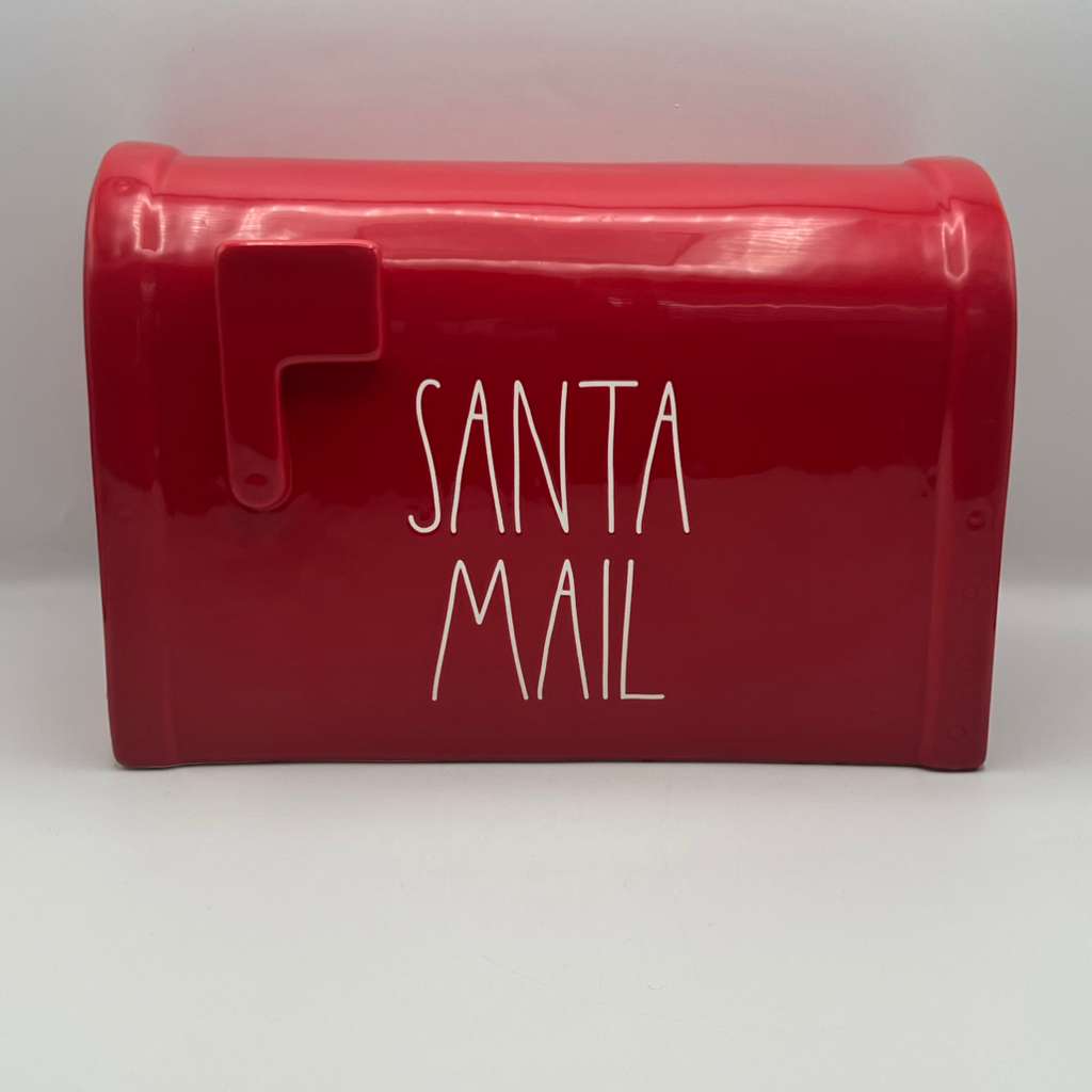 Red Rae Dunn Santa Mail ceramic mailbox